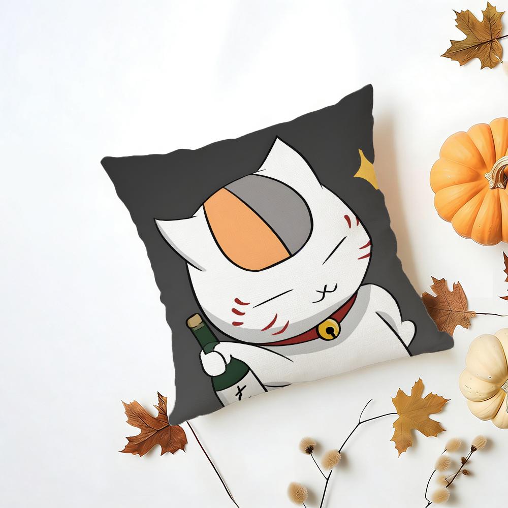 NNyankosensei Cushion Cover Washable Linen Pillowcase Soft for Daily Sofa Bed Home Room Decor