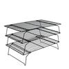 LLiKZio Cake Cooler, 3-Tier Baking Cooling Rack, 40 X 25 Cm Biscuit Cooling Wire Shelf, Foldable and Non-Stick, Stainless Steel Baking Cooking Cooling