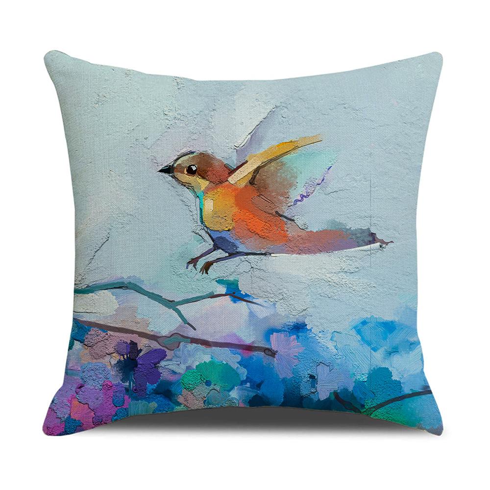 Watercolor Bird Cushion Cover Pillowcase Home Decor Office Sofa Pillowcase Home Decor Pillowcase