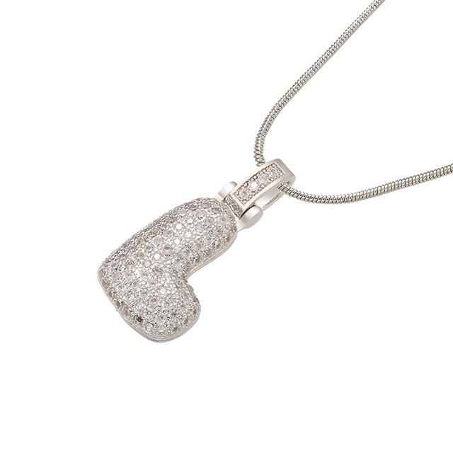 

ZHUKOU 1.25x500mm Fat and lovely crystal brass silver color letter necklace for women friends birthday gift model: VL34