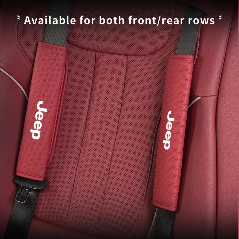 For Jeep Breathable Car Seat Belt Padding Pad Interior Accessories For Jeep Wrangler Renegade Compass Grand Cherokee JK Patri