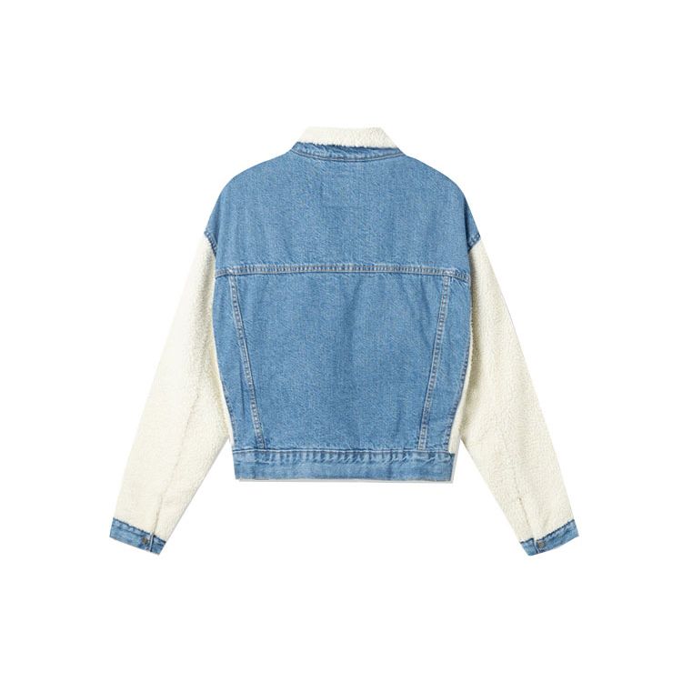 Levis Faux Shearling Panel Collar Denim Jacket Women Jacket Blue A0837-0000