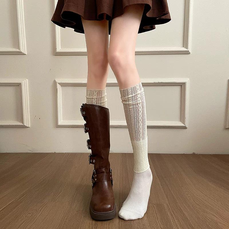 Women's White Lace Stacked Leg Warmers for Layering with Long Boots