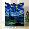 Swirling Starry Sky with Vibrant Yellow Stars Over a Peaceful Town. for All Seasons Blanket Lunch Break Throw Gift