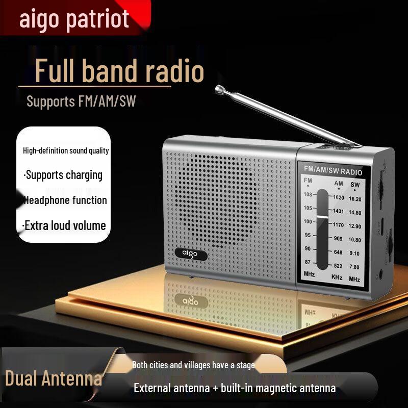 Aigo Bärbar Multifunktionsradio Spelare CN-kontakt (adapter ingår)