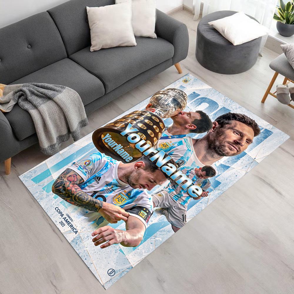 Messi Customize Your Name Carpet Design for Bedrooms Decorate room Outdoor Game Room Antislip Carpet Anime Office Decor Wedding Party Gift