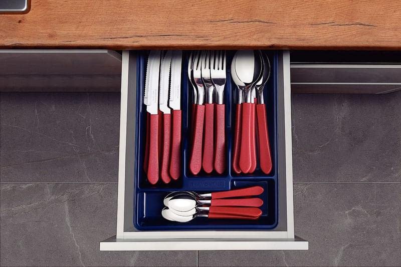 TRAMONTINA Rehme Tableware Set of Dishwasher Lightweight Stainless Steel Perfect for Outdoor and Home Made In Product Number TRAMONTINA 24, Red, Safe,