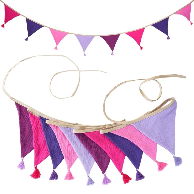 Festoni Bandierine in Cotone Crepe Colori Caramella Luminosi Per Asilo Nido Compleanni di Bambini Feste Eventi