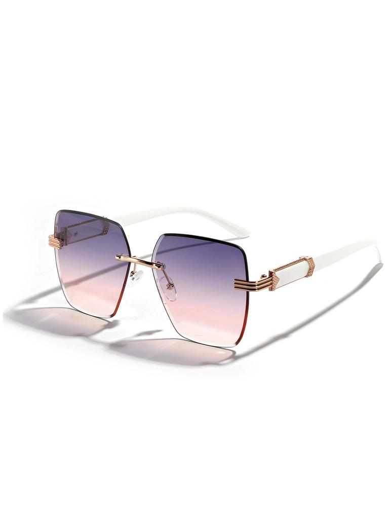 Glasses Borderless Diamond Cut Square Sunglasses Men'S Semi-Metal Sunglasses Women'S