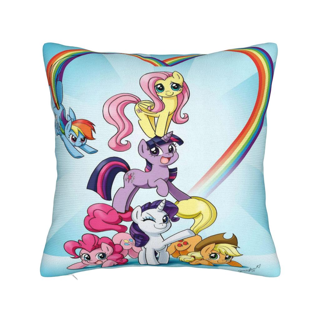 Cute M-My Cartoon P-Pony L-Little Pillow Cover Rainbow Novelty Pillow Case For Sofa Home Decor Soft Pillowcases Gift