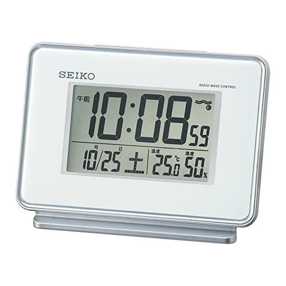 Seiko Clock Seiko Clock Alarm Clock Radio Digital 2 Channel Alarm Calendar Temperature Humidity Display White SQ767W SEIKO