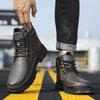 Fashion Black Leather Men Boots High Quanlity Light Men Ankle Boots Winter Outdoor Casual Shoes No-slip High Top Male Work Shoes