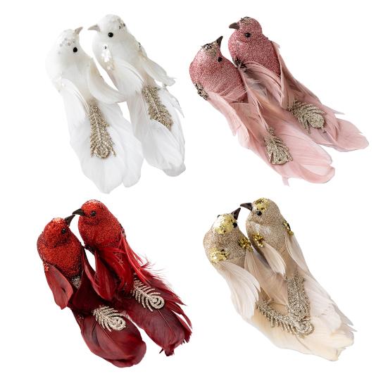 Yousheng 1 Pair Christmas Ornament Imitation Foam Feather Bead Design Christmas Tree Decoration Festive Atmosphere DIY Gift