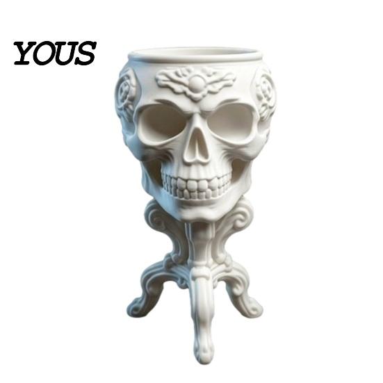 Mini Totenkopf Blumentopf Gotischer Pflanztopf, 3D-gedruckter gruseliger Blumentopf, Retro-Blumentöpfe Behälter für Sukkulenten Pflanzen, Schreibtischdekoration für Halloween