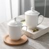 Pure White Mug Household Cup Cup Drinking Water Lid Cup Office Brewing Tea Cup Ceramic Handle with Lid Meeting Cup
