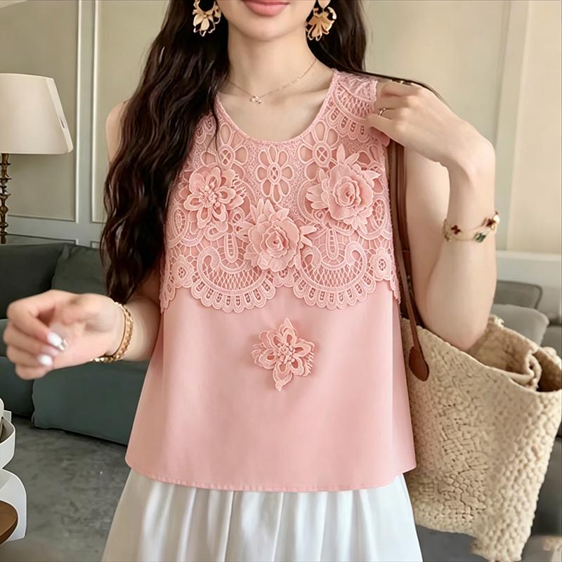ZANZEA Women Floral Lace Splice Casual Sleeveless Vest Tops