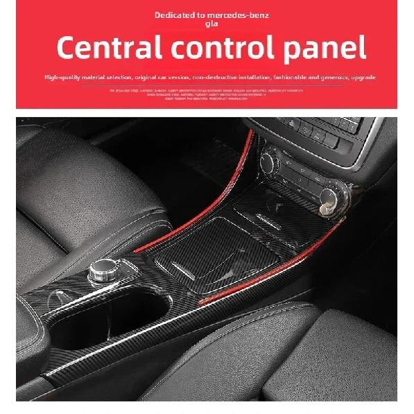 Pannello Trim Portabicchieri Centrali per Console Centrale Auto per Mercedes GLA CLA Classe A W176 2013-2018 LHD ABS Fibra di Carbonio