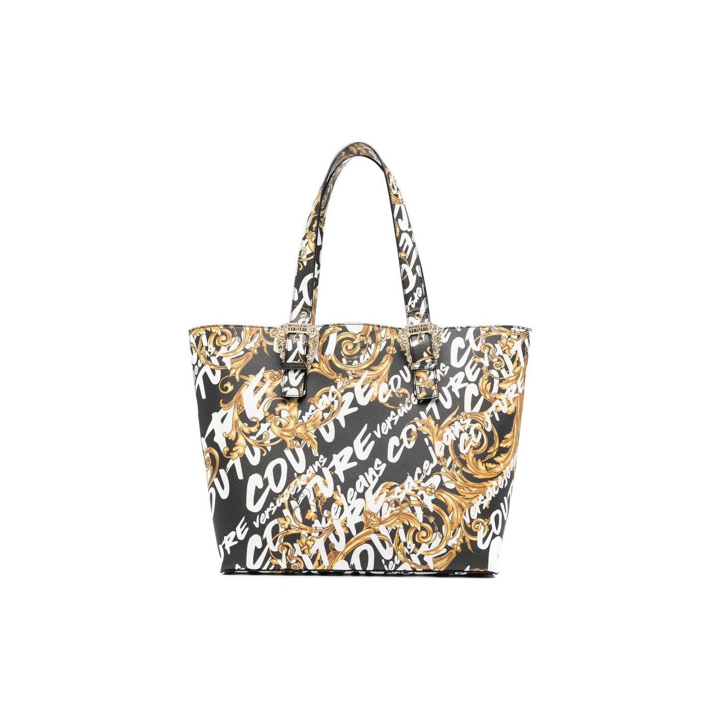 Versace Jeans Couture Logo Classic Print Polyester Tote Shoulder Bag Unisex bags Black White Yellow 73VA4BF9-ZS414-G89 Basic Set BagDust Bag 23490₽