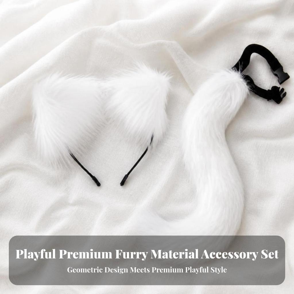 Cat Ear Headband with Tail Furry Ears Long-Lasting for Cosplayers