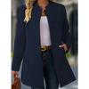Women S Casual Stand Collar Mid Length Woolen Coat For Daily Wear