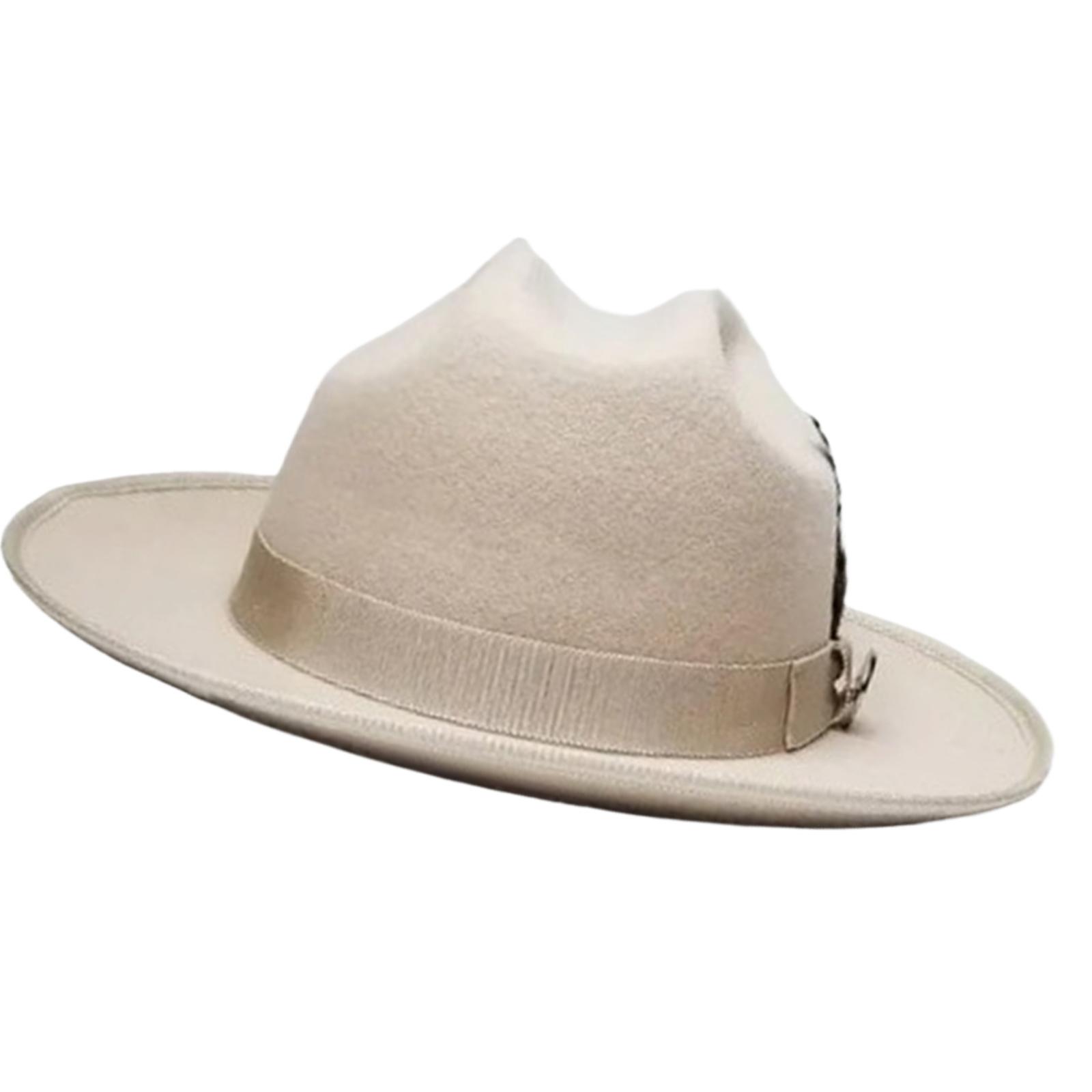 

Classical Hat for Women Men with Woven Belt Panama Hat Roll Brim Hat Cosplay Costume Adult Theme Party Gentlemen Hat бежевый