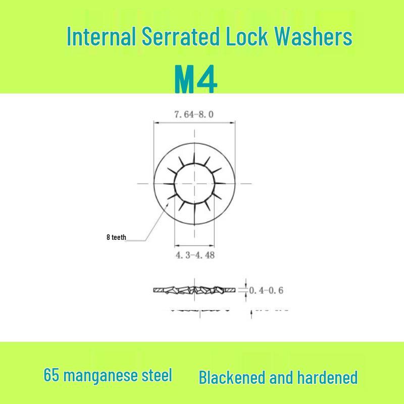 M3-M30 Blackened 65 Manganese Steel Multi-Tooth Inner Lock Washer (GB861.2)