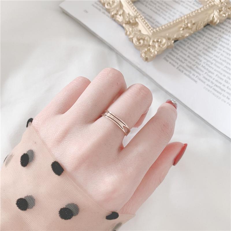 Gold-Plated Titanium Steel Hollow Ring for Women - Korean Style Fashion Statement