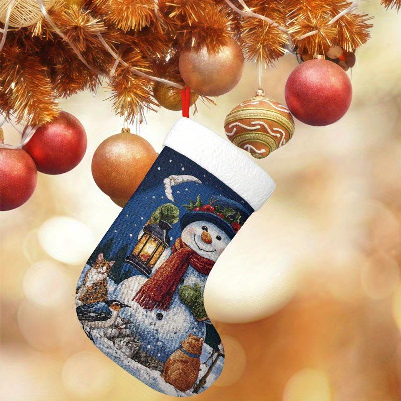 Christmas Decoration Fireplace Hanging Stocking1pc Glowing Snowman Ornament - Illuminated Christmas Stocking W