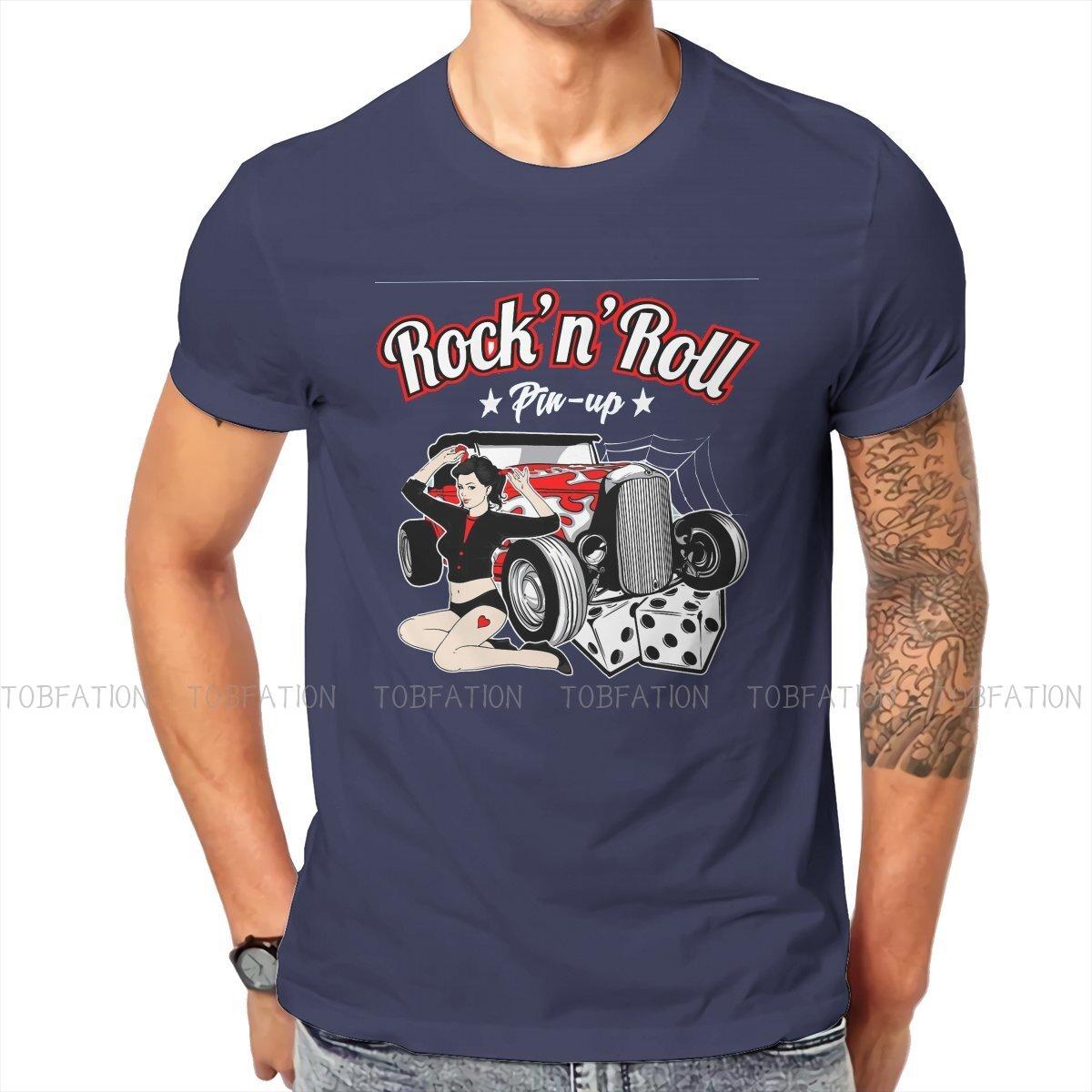 

ZX Rockabilly Pin Up Girl 50s Sock Hop Party Rock and Roll Hot Rod Tshirt Harajuku Men Streetwear Tops Cotton ONeck T Shirt 4XL