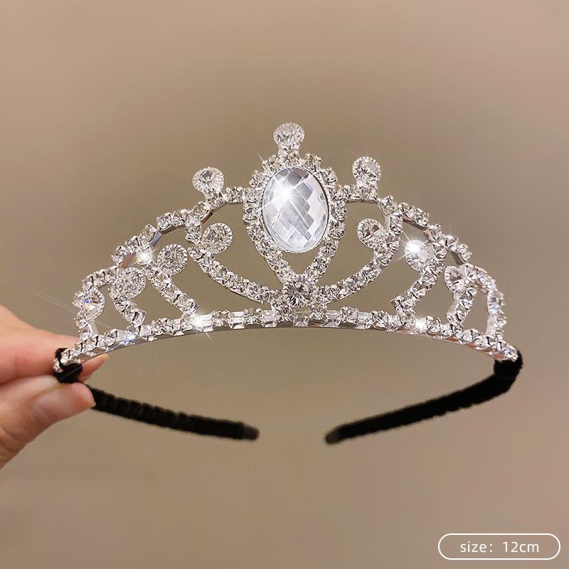 Children's Princess Crown Crystal Tiara Girls Hair Accessories High-end Atmosphere Dance Performance Birthday Gift Crown Bridal