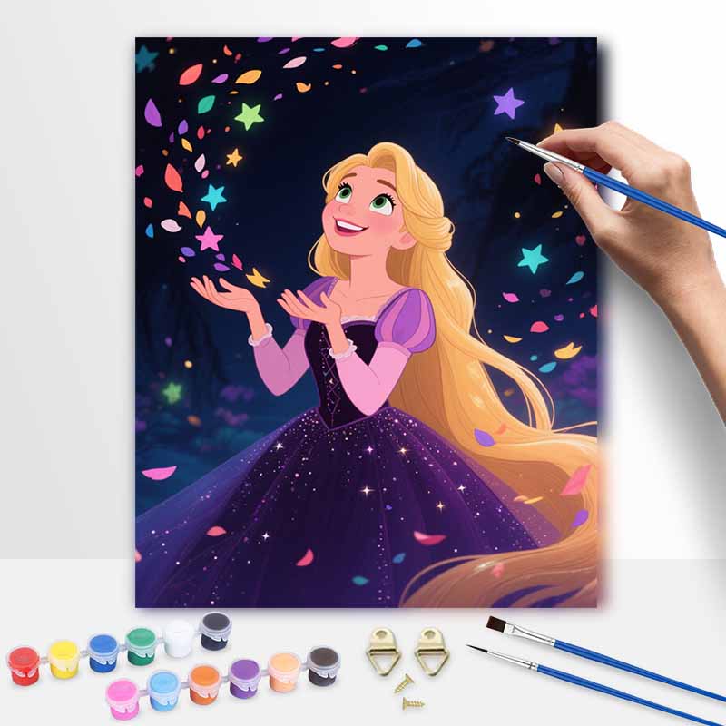 Disney Rapunzel oil painting hand painting coloring painting handmade diy home decoration gift 20x30cm