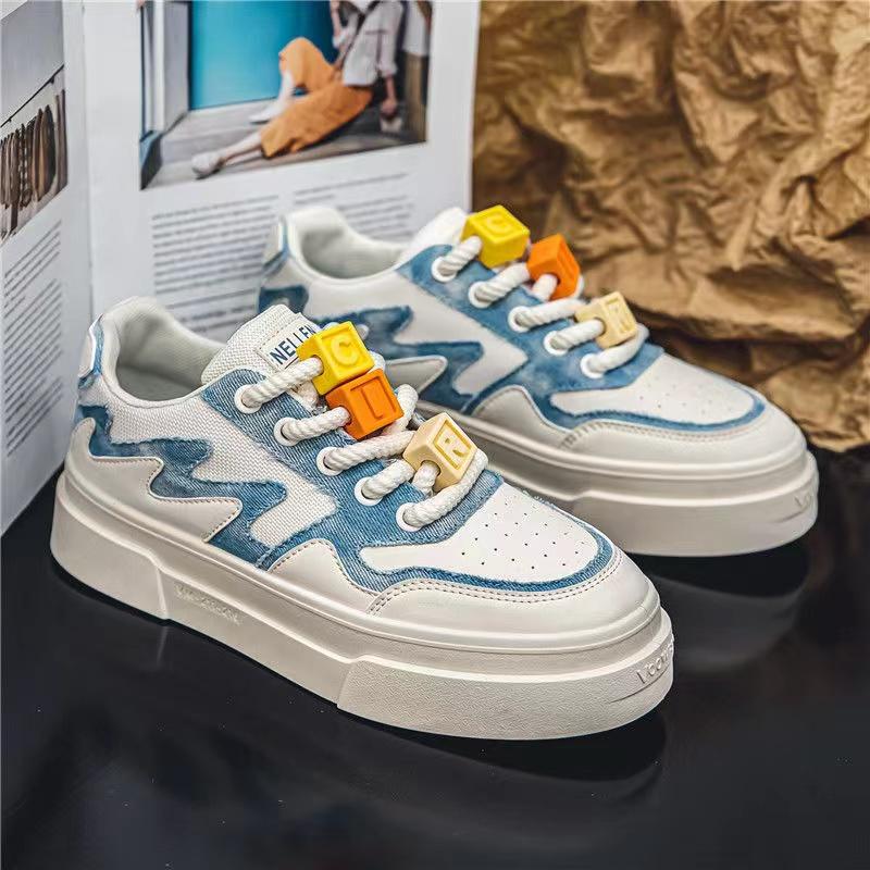 Fashion New Men‘s Sneakers Fashion Color Block Casual Shoes Light Breathable Running Shoes Lace Up Platform Shoes Zapatillas De Hombre