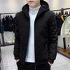 Men Cotton Coat Hooded Long Sleeve Solid Color Zipper Placket Quilted Jacket Elastic Hem