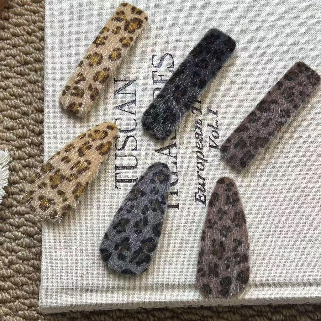 Elegant Leopard Print Hair Clip: Autumn & Winter Water Drop BB Bangs & Flyaway Clip