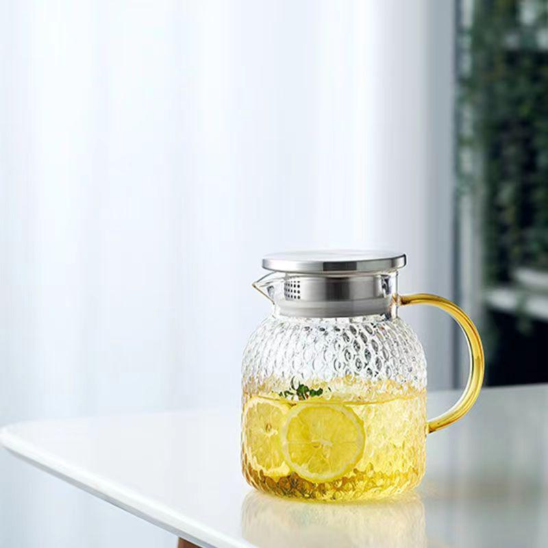 Yu Qianle High-Temperature Resistant Hammer Pattern Glass Kettle, Explosion-Proof, Large Capacity for Cold or Boiled Water