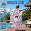 Custom Name KPop Cartoon Beach Towel Microfiber Beach Towel, Lightweight and Quick-Dry, for Summer Travel, Swimming Pool Gift