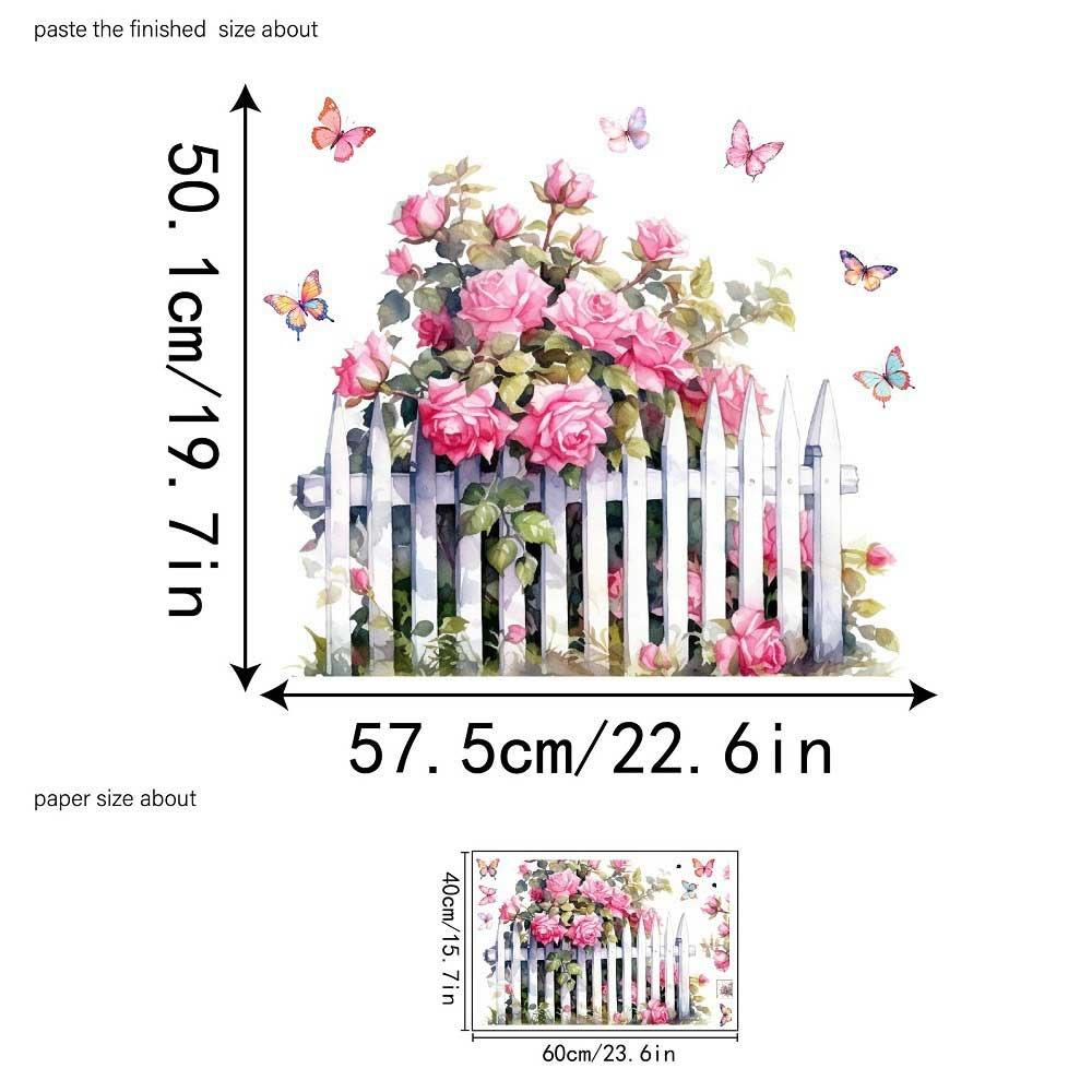 Multicolor Flower Wall Sticker Self-adhesive Flowers Pattern Wall Art Background Wall Ornament Fence Design