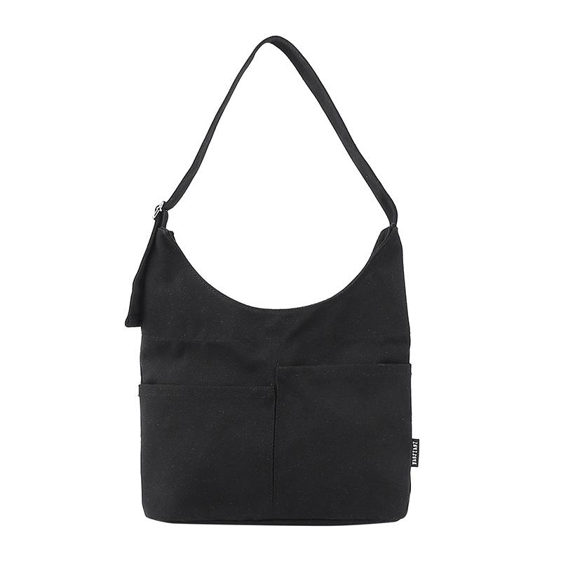 Large Capacity Tote Bag Women's Canvas Bag Solid Color Shoulder Crossbody Bag