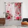 2 Pcs Pink Rose Print Curtains,suitable for Bedroom,living Room Kitchen Decoration,home Decoration,window Decor
