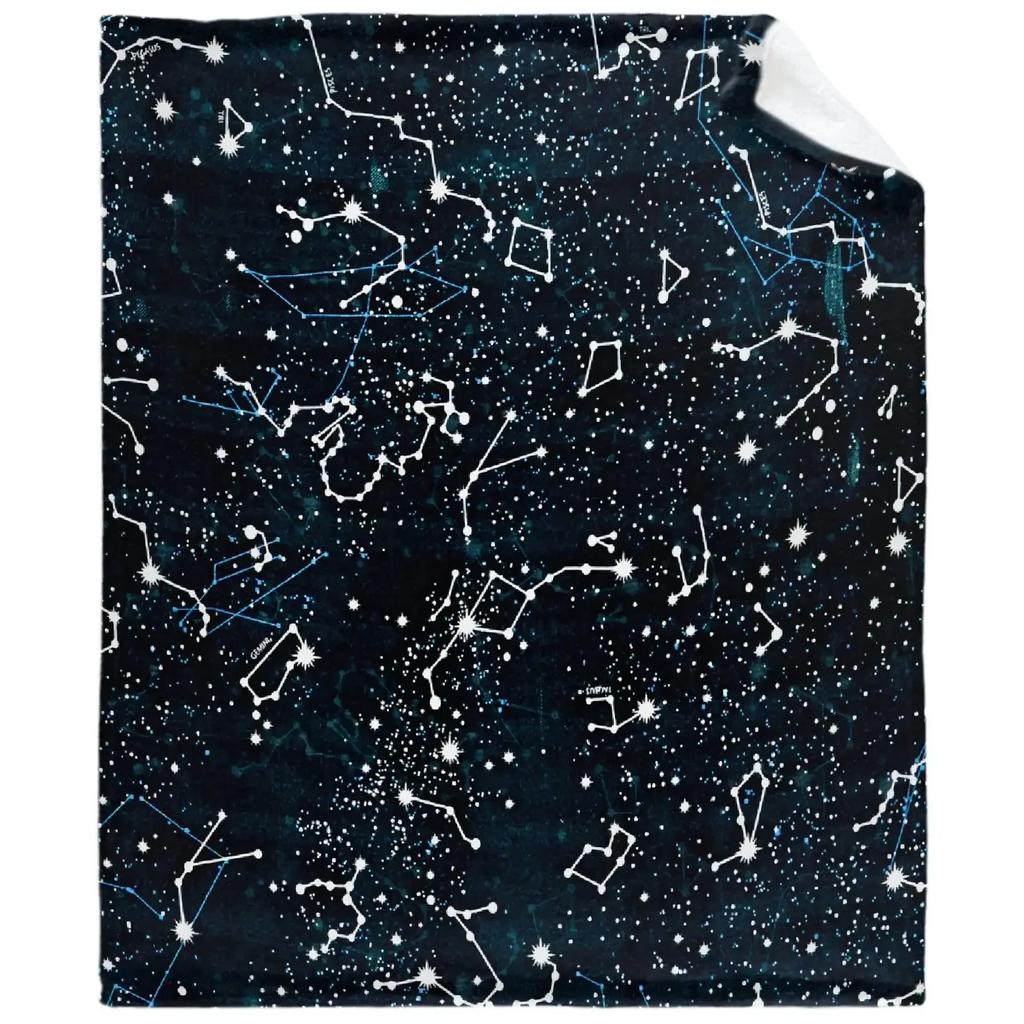 Constellation Blue Sky Throw Blanket Ultra Soft Lightweight Flannel Microfiber Constellation Lover Blanket Couch Bed Sofa Gifts#