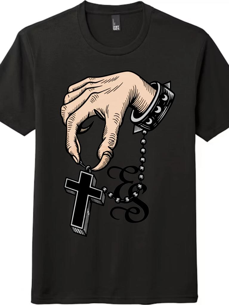 Hand Holding Cross Chain Tee | ES Punk Bracelet Unisex T-Shirt
