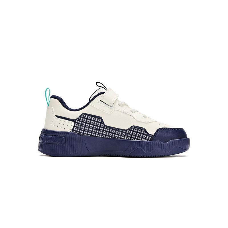 Under Armour Fashion Technology Sports Series Anti-Kick Shock Absorbing Durable Breathable Low-Top Running Shoes Kids Sneaker White Blue 2441310ML