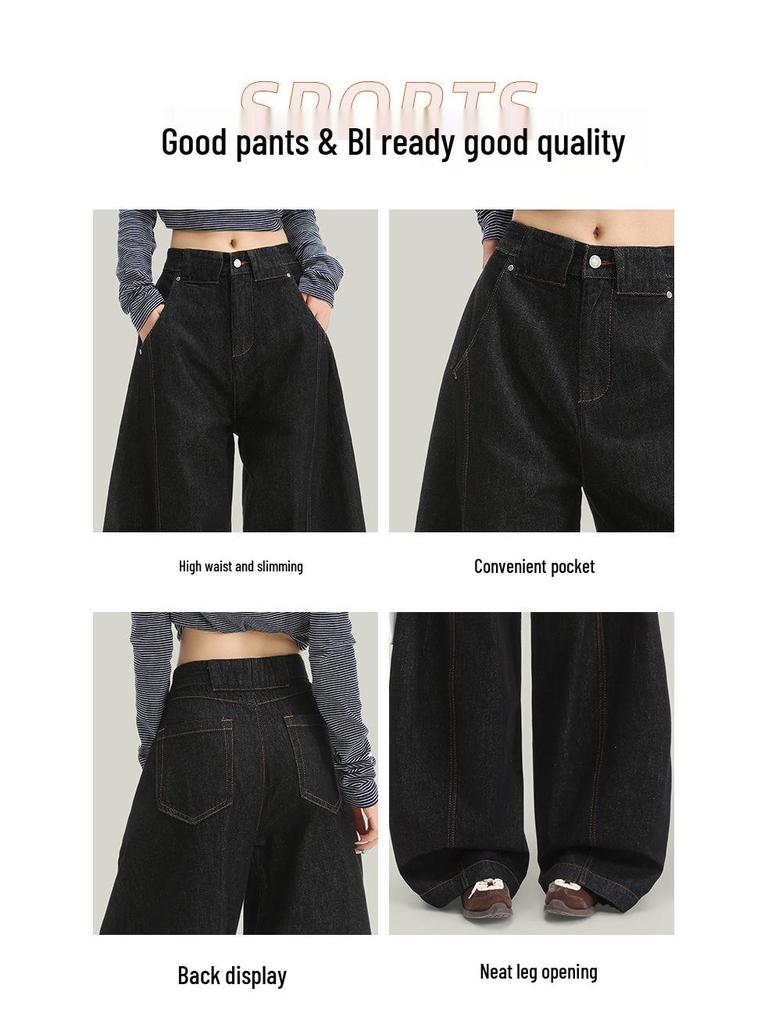 American Original Wide-Leg Denim Jeans for Women - Fall 2025: High-Waisted, Pear-Shaped, Slimming, Loose, Floor-Length Pants