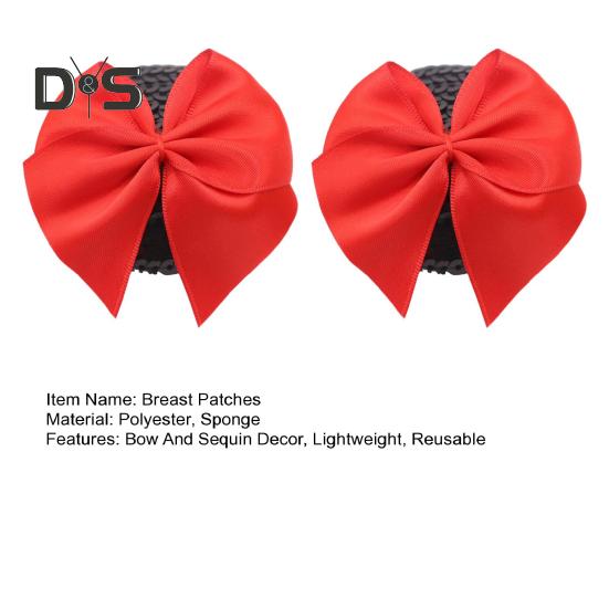1 pereche de plasturi pentru piept, cu fundă anti-expunere și decorațiuni cu paiete, huse pentru mameloane, autocolante ușoare reutilizabile pentru mamelon, produse sexuale pentru cuplu pentru petreceri și întâlniri