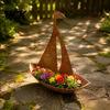 Vintage Style Garden Ornament Rustic Iron Sailboat Planter, Metal Nautical Flowerpot for Succulents Herbs, Unique Gift Gardeners 3D Boat Shaped Flower