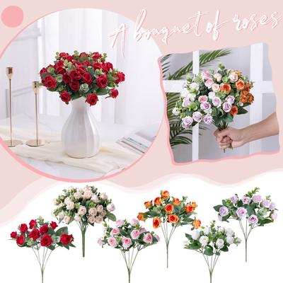 Μπουκέτο Τεχνητά Τριαντάφυλλα, Διακοσμητικά Λουλούδια για Σαλόνι Σπιτιού, Σετ Υφάσματος Κηπουρικής Γάμου Τεχνητά Λουλούδια
