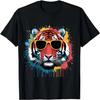 Cooler Tiger mit Sonnenbrille Herren Damen Grafik Tiger T-Shirt (2)