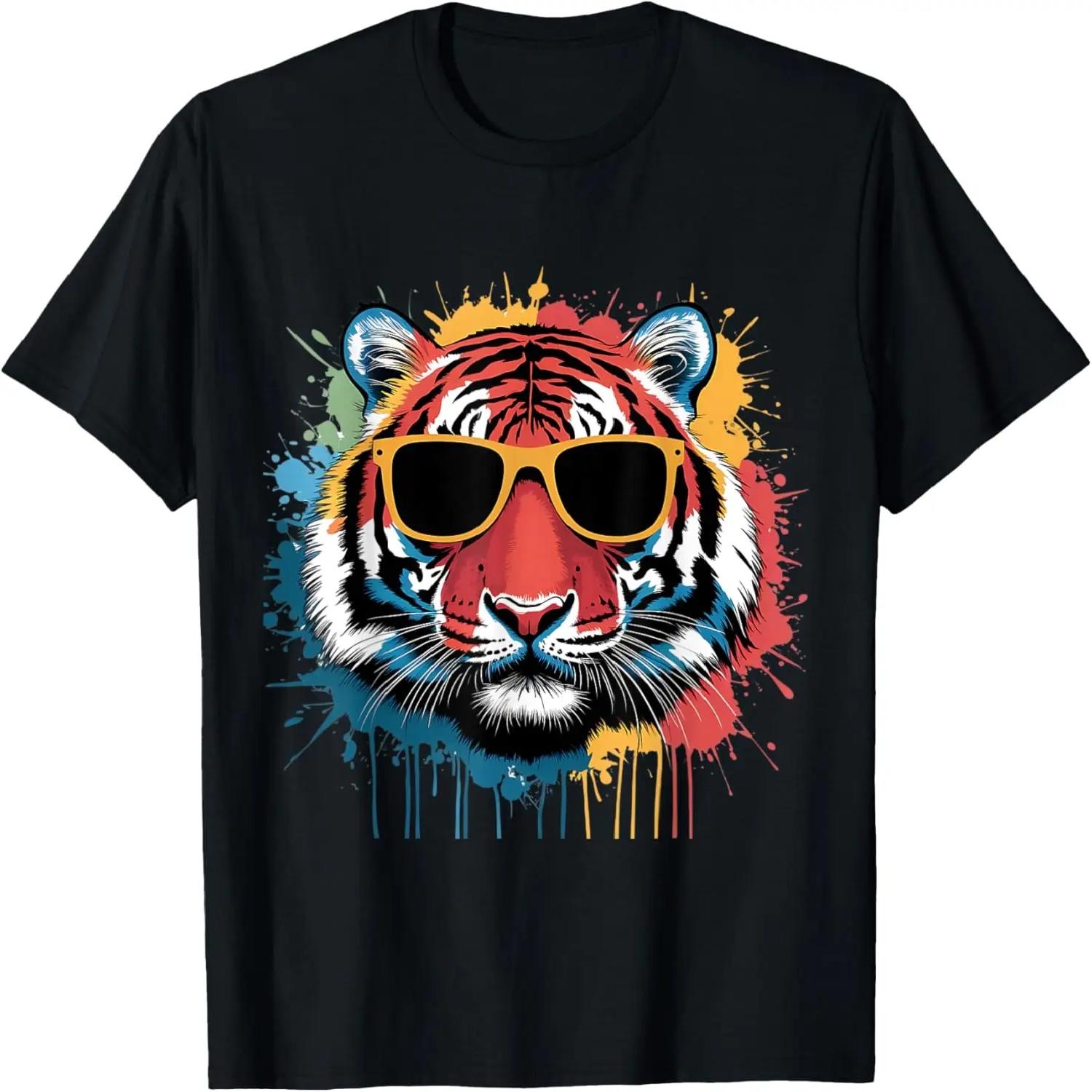 Крутой тигр в солнцезащитных очках Мужская женская графическая футболка с тиграми (2) S