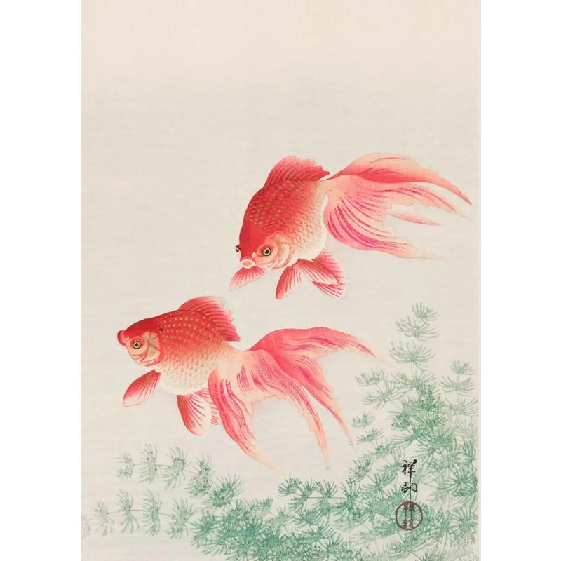 Japanese Ohara Koson Ukiyo Wall Art Poster Vintage Goldfish Lotus Owl Crane Canvas Painting for Guest Room Home Bar Cafe Decor