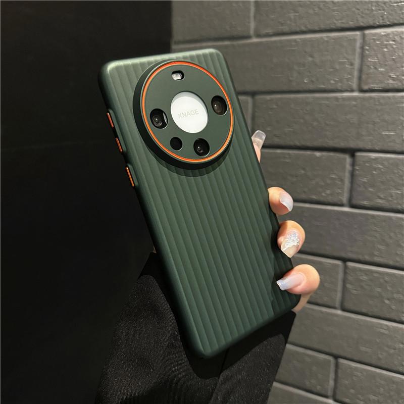 For Huawei Mate 60 Pro Plus Corrugated Grain Plating Metallic Paint Anti fingerprint PC Shockproof Anti-Slip Back Cover Case Shell